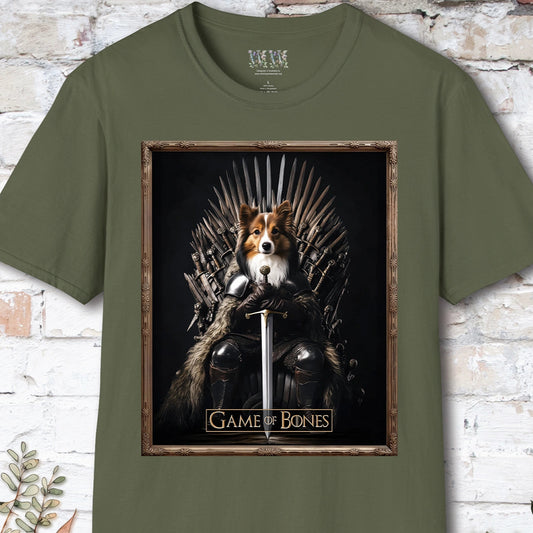 Shetland Sheepdog Game of Bones, Unisex T shirt