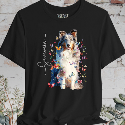 Shetland Sheepdog #2 Floral Butterfly Personalized T shirt