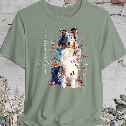 Shetland Sheepdog #2 Floral Butterfly Personalized T shirt