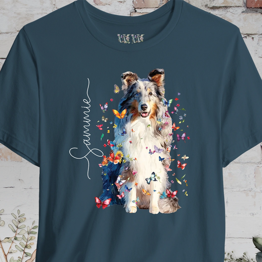 Shetland Sheepdog #2 Floral Butterfly Personalized T shirt