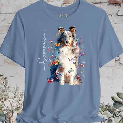 Shetland Sheepdog #2 Floral Butterfly Personalized T shirt