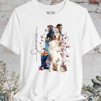 Shetland Sheepdog #2 Floral Butterfly Personalized T shirt