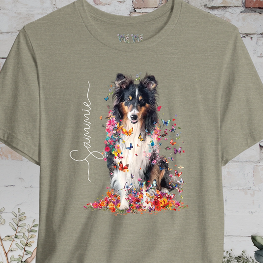 Shetland Sheepdog #3 Floral Butterfly Personalized T shirt