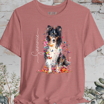 Shetland Sheepdog #3 Floral Butterfly Personalized T shirt
