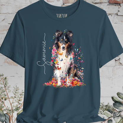 Shetland Sheepdog #3 Floral Butterfly Personalized T shirt