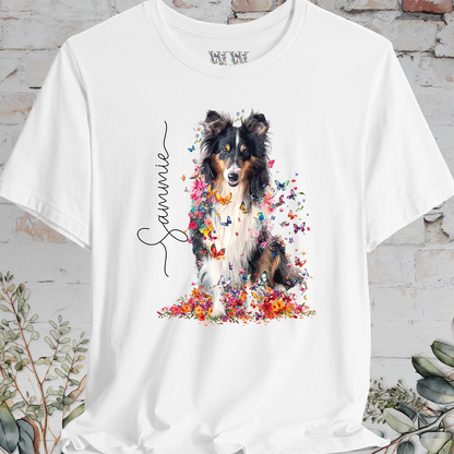 Shetland Sheepdog #3 Floral Butterfly Personalized T shirt