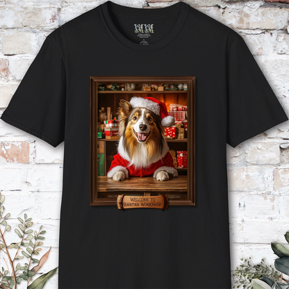 Shetland Sheepdog Santa's Workshop Unisex T shirt