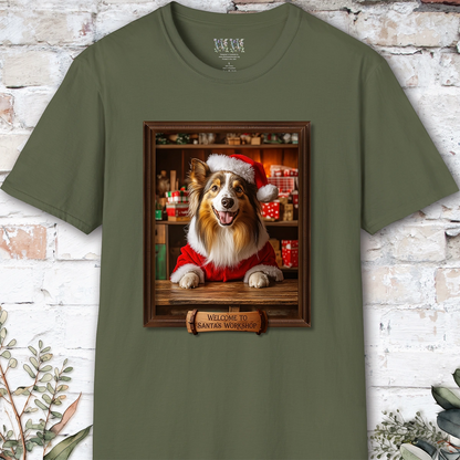 Shetland Sheepdog Santa's Workshop Unisex T shirt