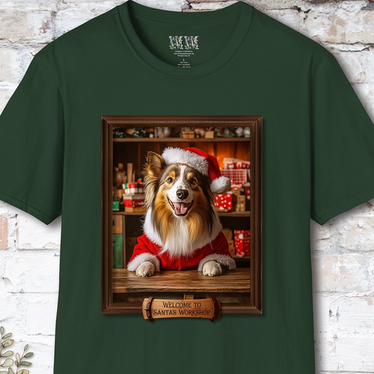 Shetland Sheepdog Santa's Workshop Unisex T shirt