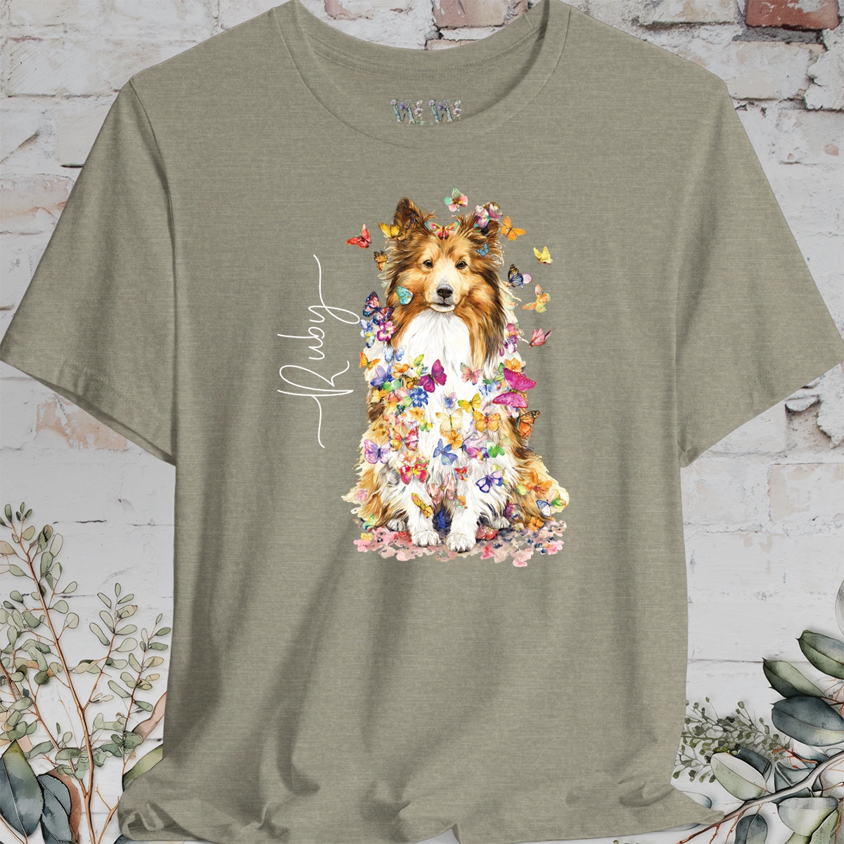 Shetland Sheepdog #5 Floral Personalized T shirt
