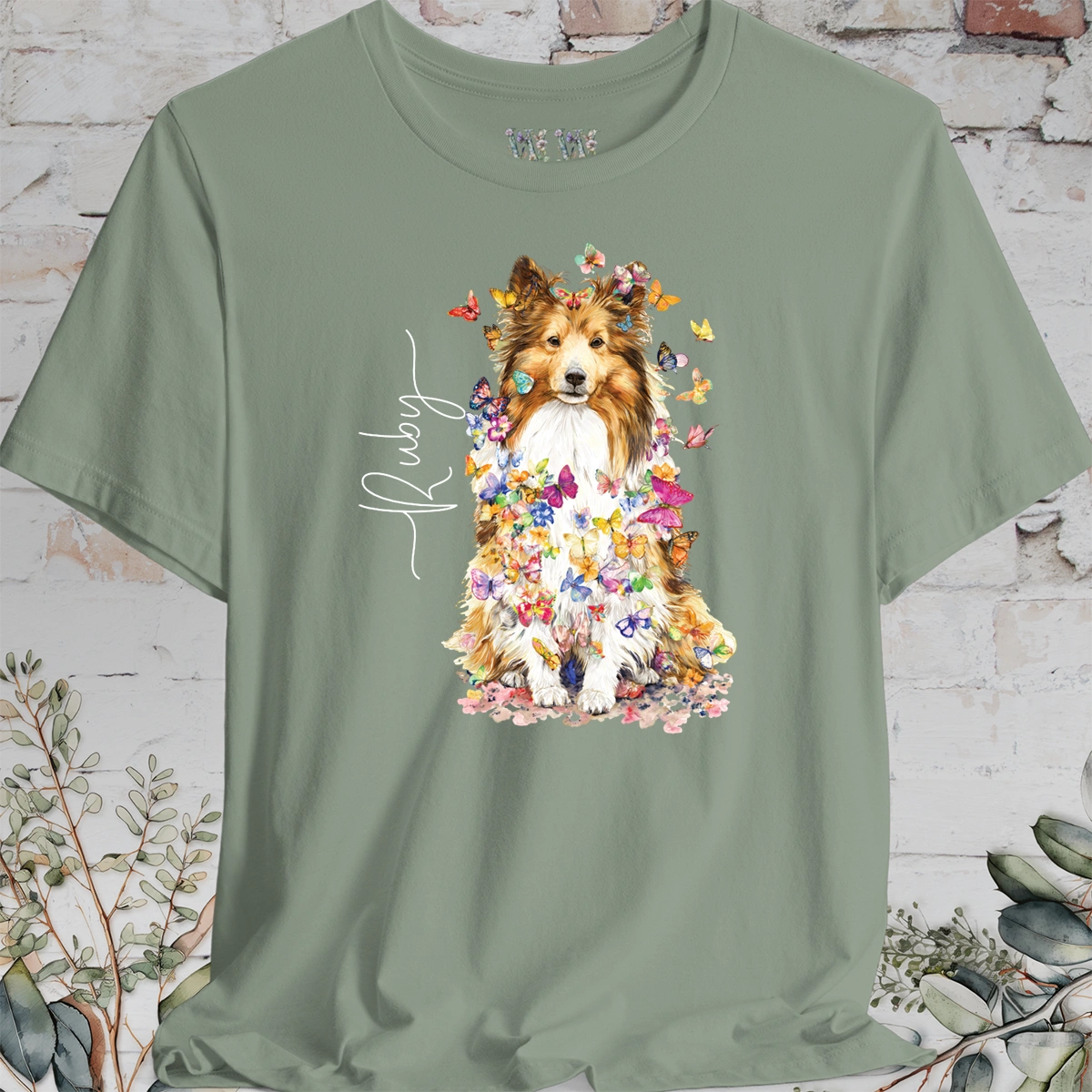 Shetland Sheepdog #5 Floral Personalized T shirt