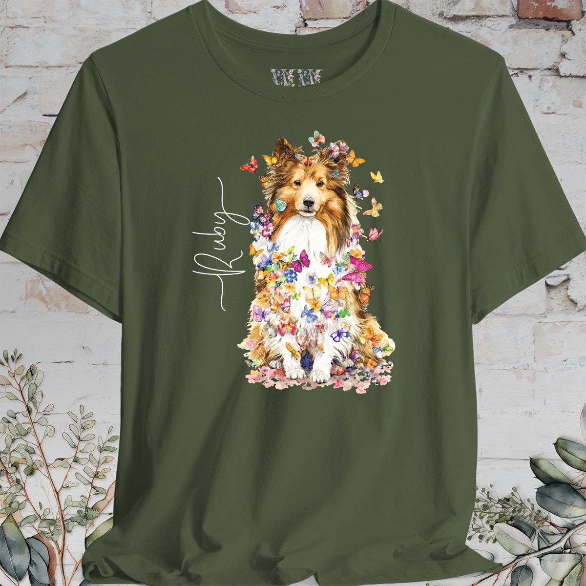 Shetland Sheepdog #5 Floral Personalized T shirt