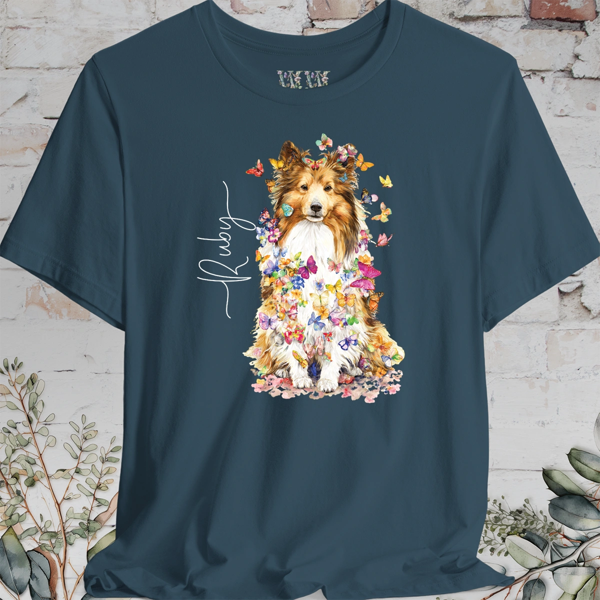 Shetland Sheepdog #5 Floral Personalized T shirt