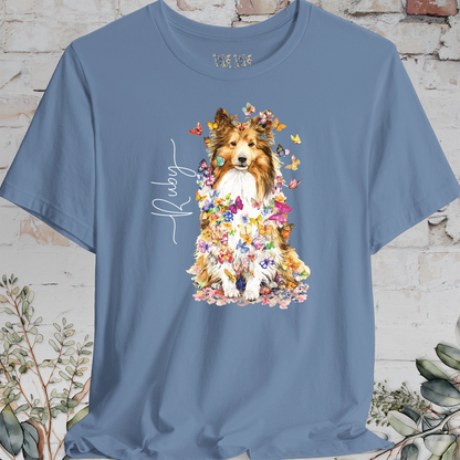 Shetland Sheepdog #5 Floral Personalized T shirt