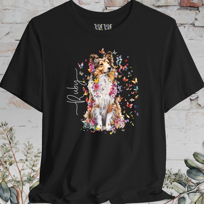 Shetland Sheepdog #4 Floral Personalized T shirt