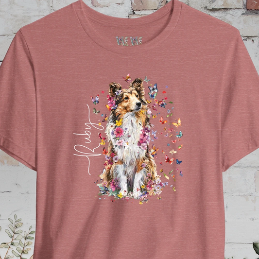 Shetland Sheepdog #4 Floral Personalized T shirt