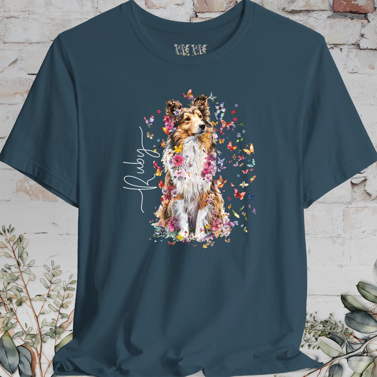Shetland Sheepdog #4 Floral Personalized T shirt