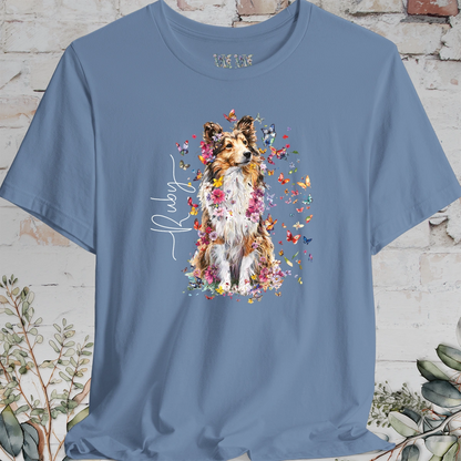 Shetland Sheepdog #4 Floral Personalized T shirt