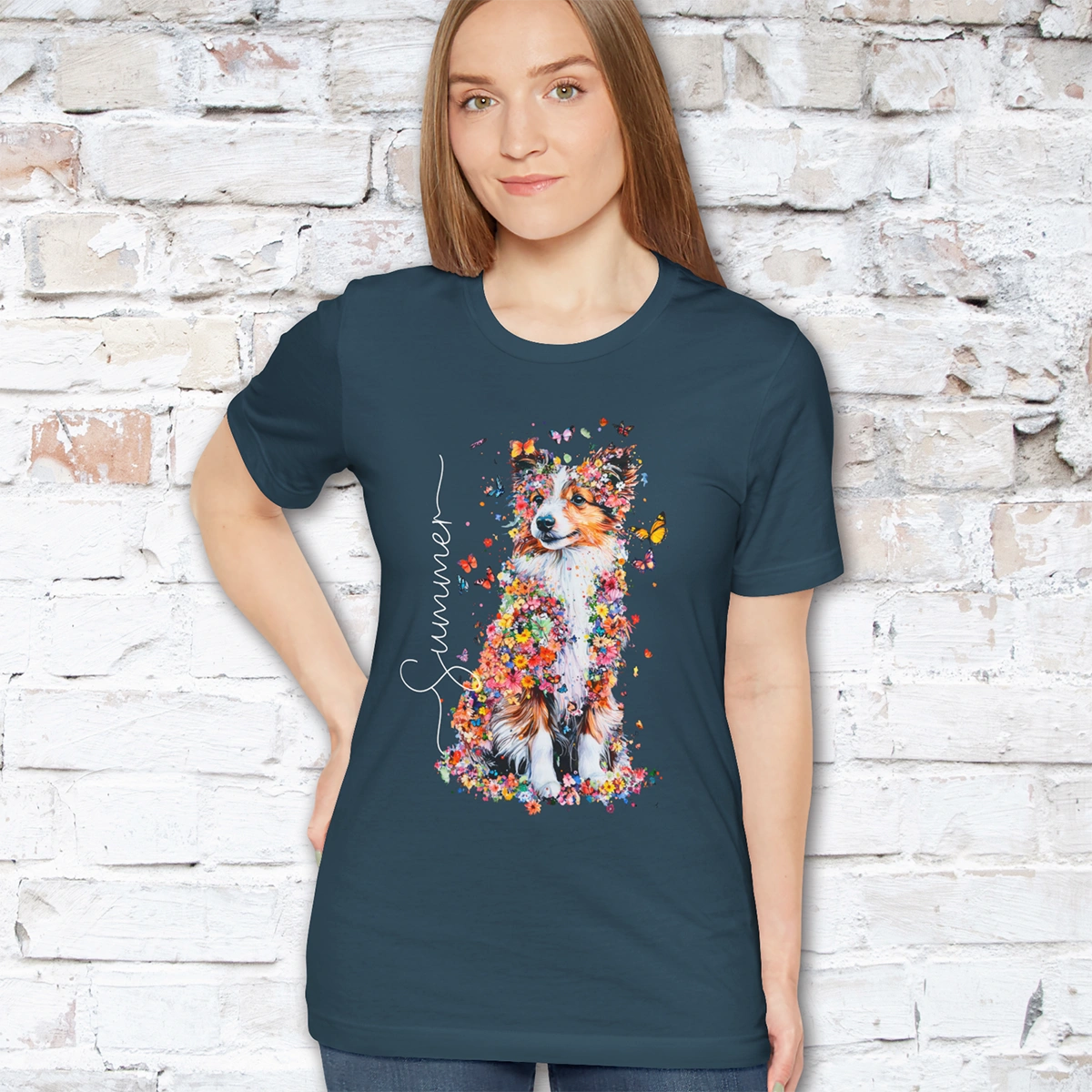 Shetland Sheepdog Floral Personalized T shirt