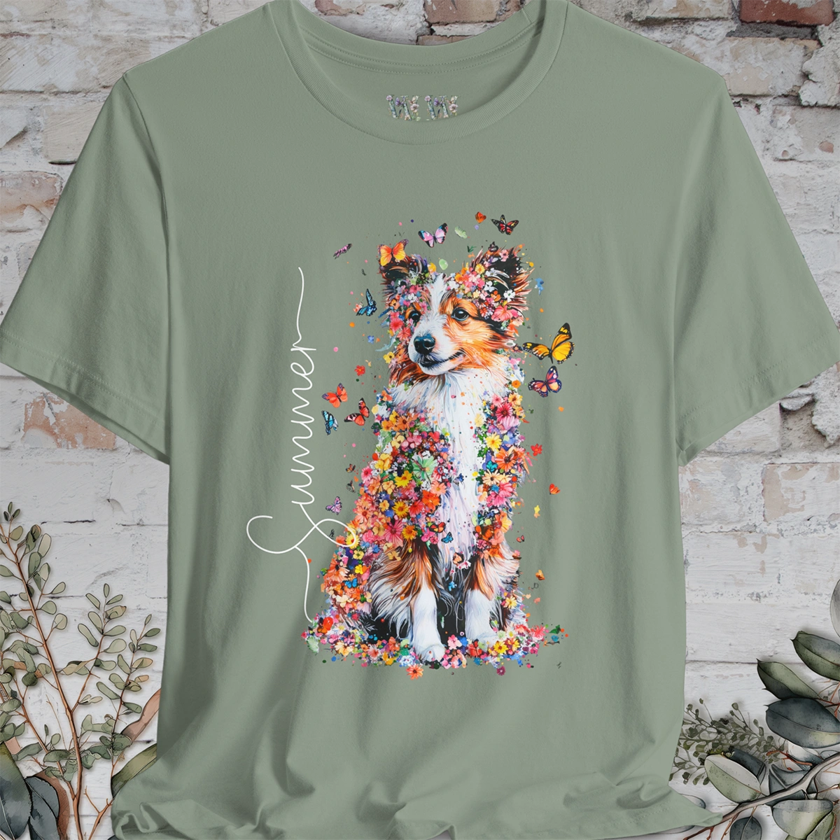 Shetland Sheepdog Floral Personalized T shirt