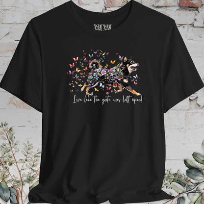 Shiba Inu #2 "Live like the gate was left open" Unisex T shirt