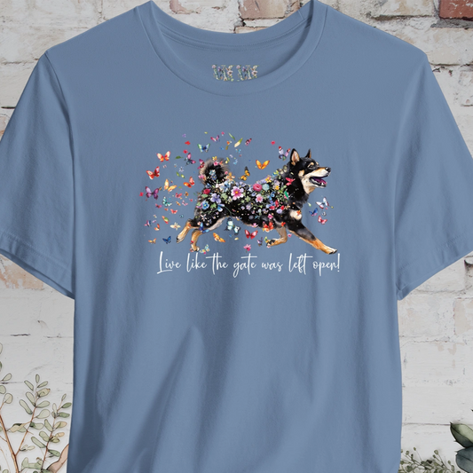 Shiba Inu #2 "Live like the gate was left open" Unisex T shirt