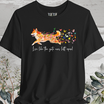 Shiba Inu 'Live like the gate was left open' T shirt