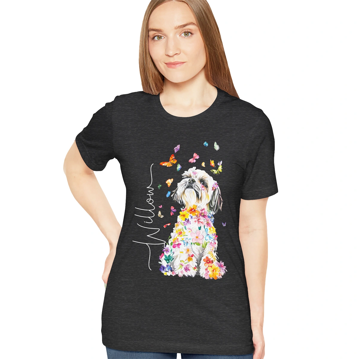 Shih Tzu Floral Personalized T shirt