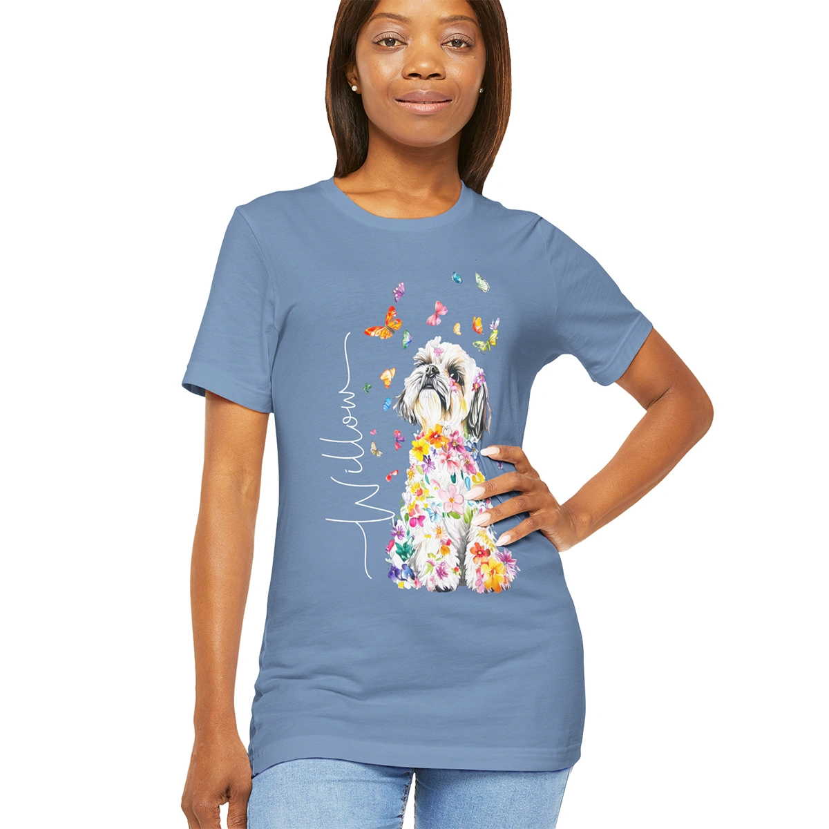 Shih Tzu Floral Personalized T shirt