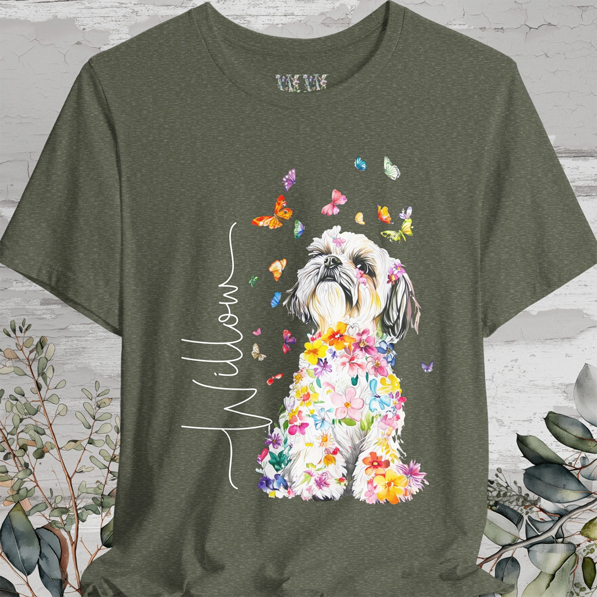 Shih Tzu Floral Personalized T shirt