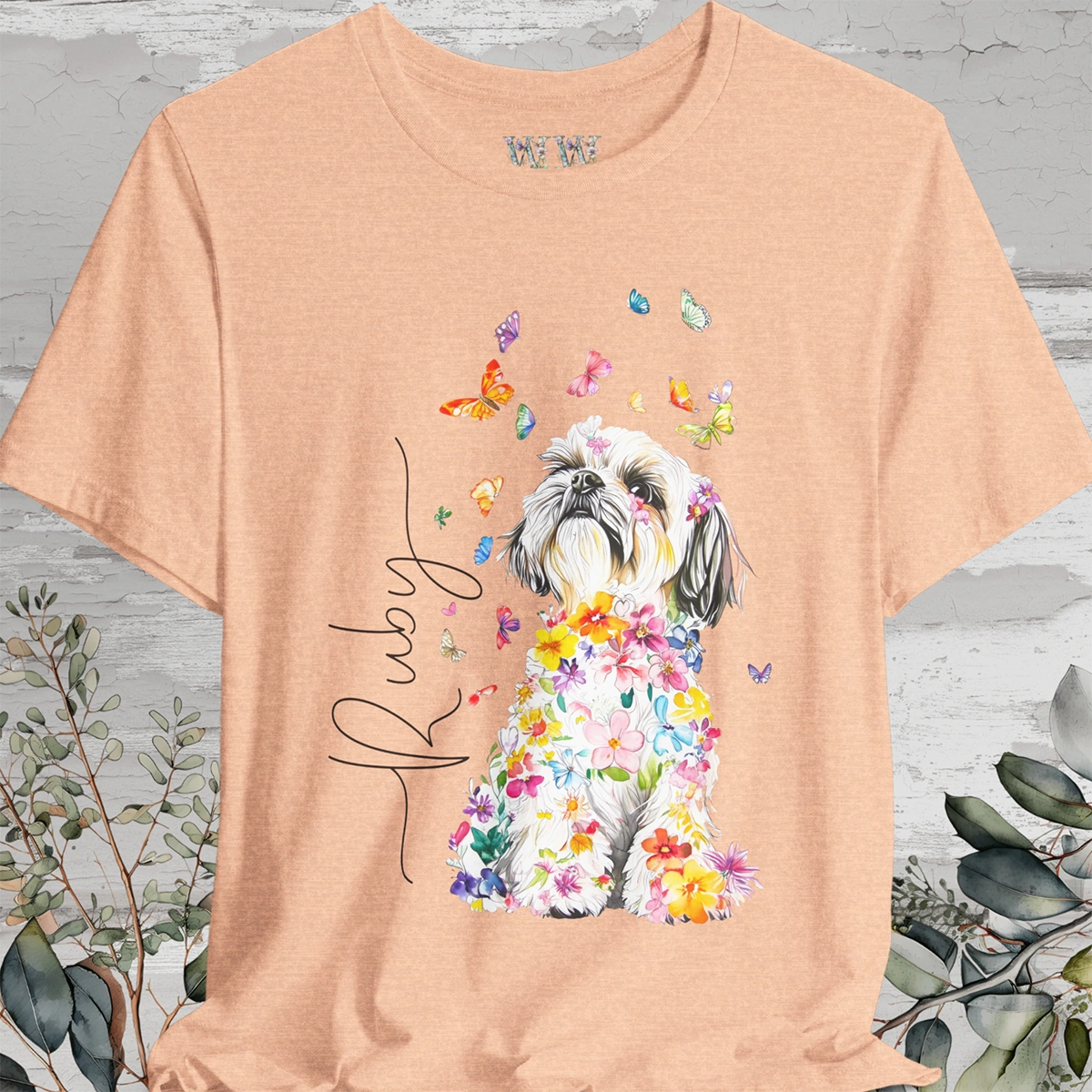 Shih Tzu Floral Personalized T shirt