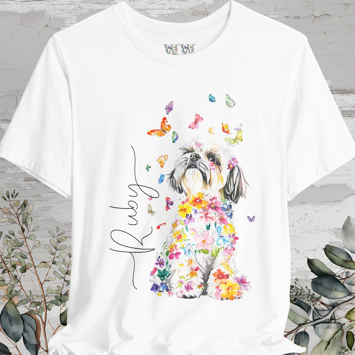 Shih Tzu Floral Personalized T shirt