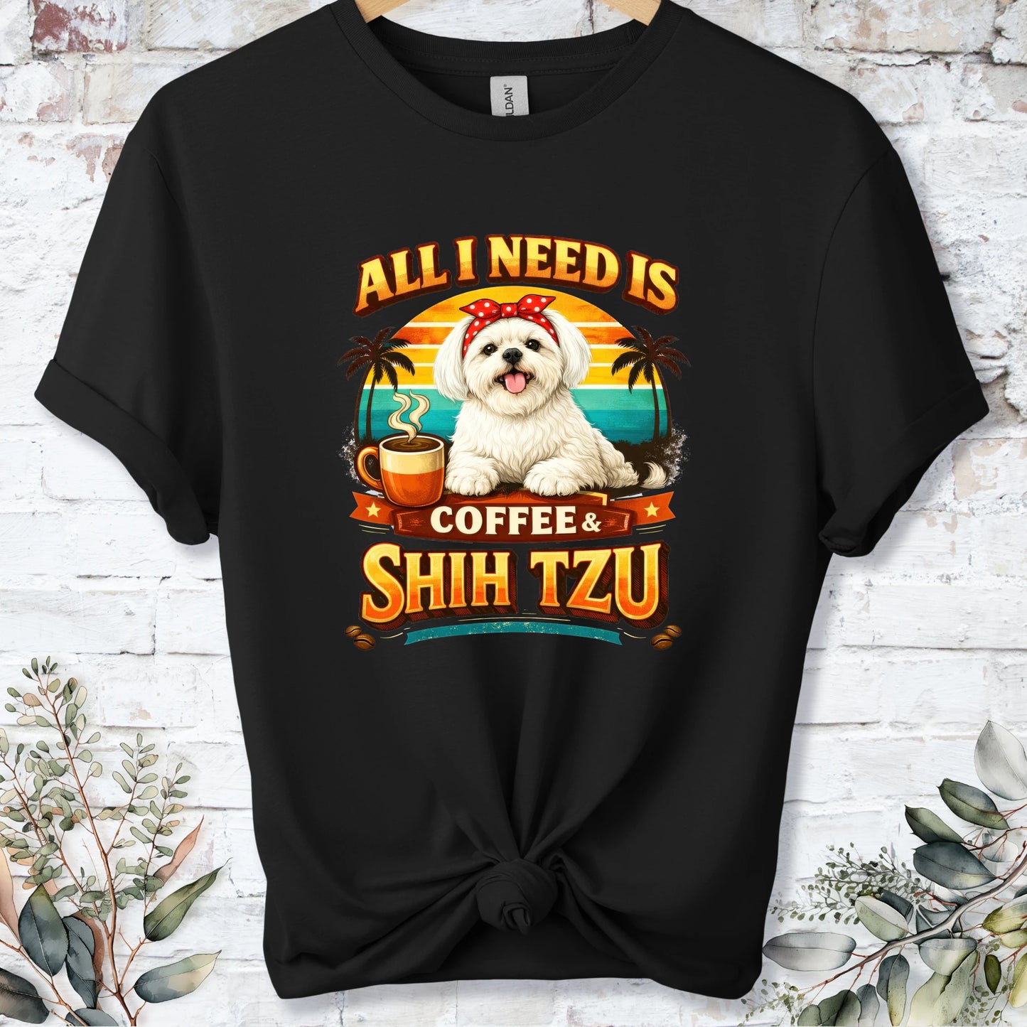Coffee & Shih Tzu #1, unisex T shirt
