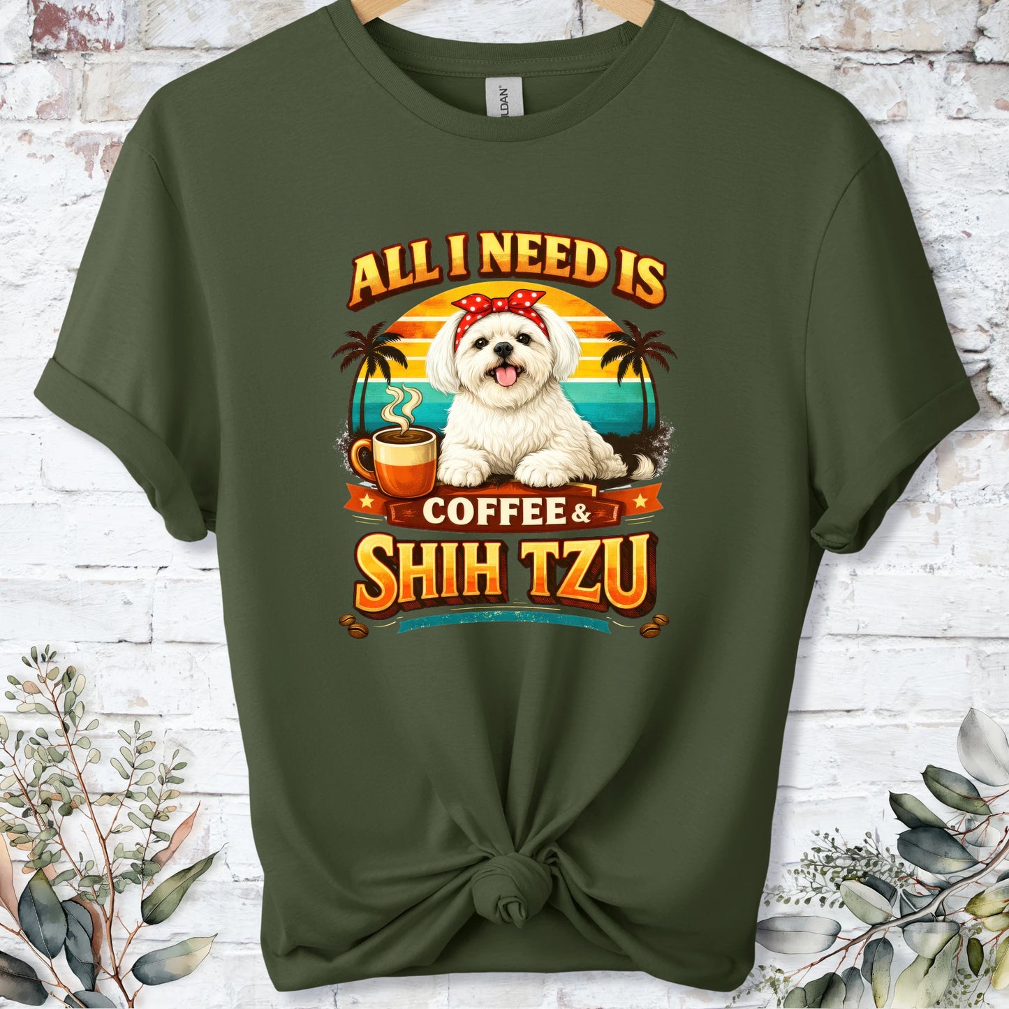 Coffee & Shih Tzu #1, unisex T shirt
