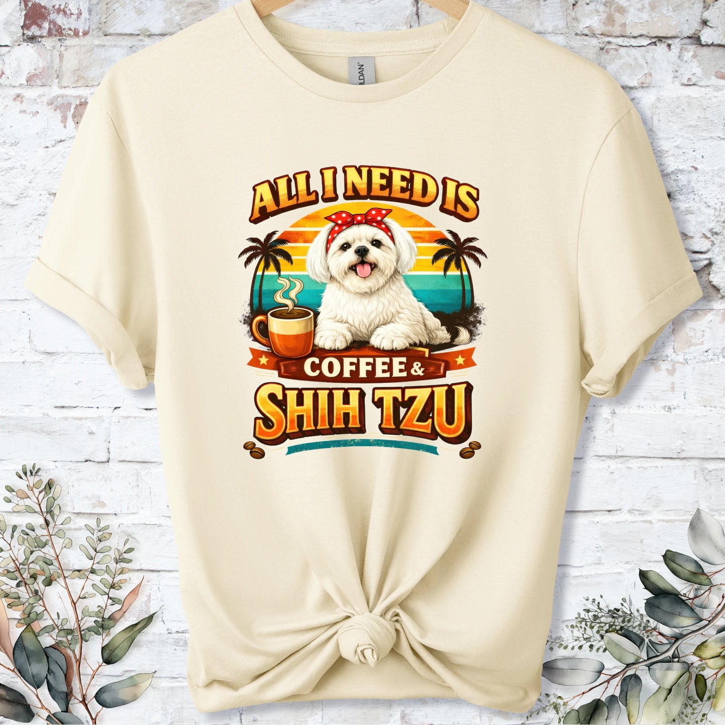 Coffee & Shih Tzu #1, unisex T shirt