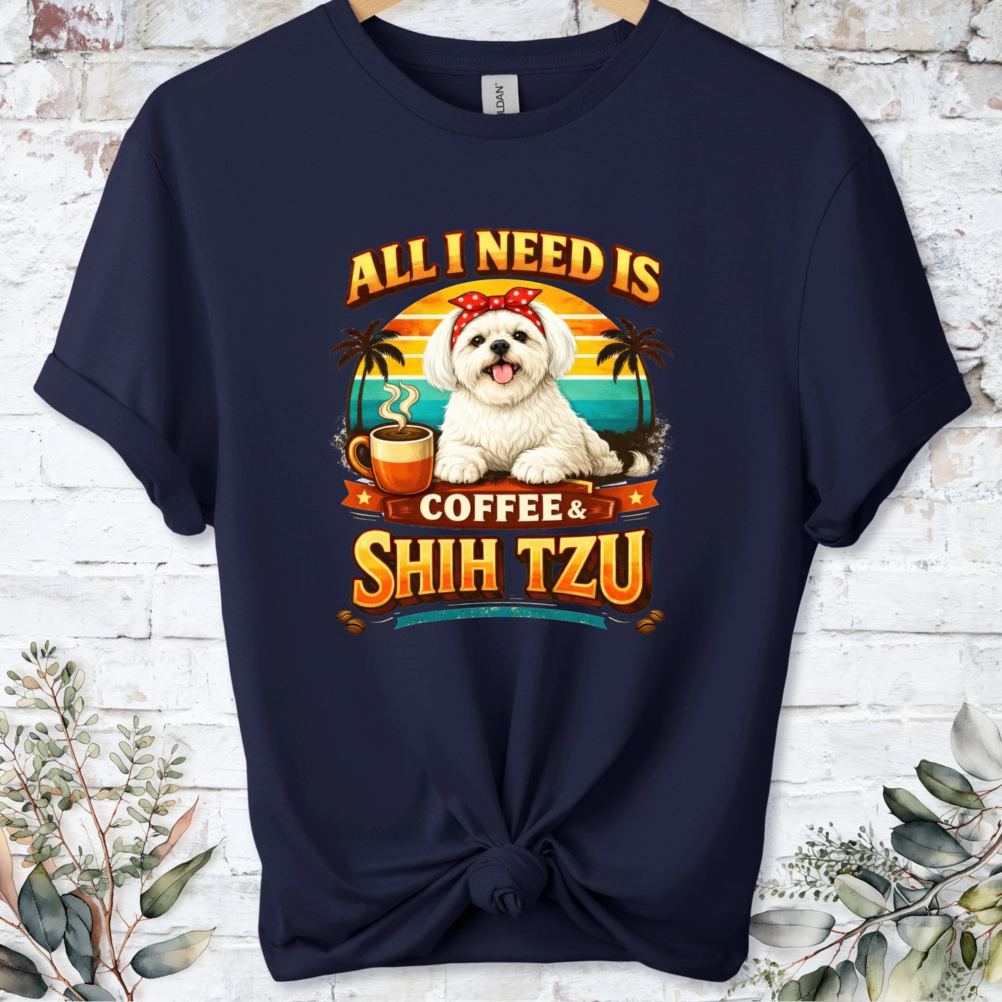 Coffee & Shih Tzu #1, unisex T shirt