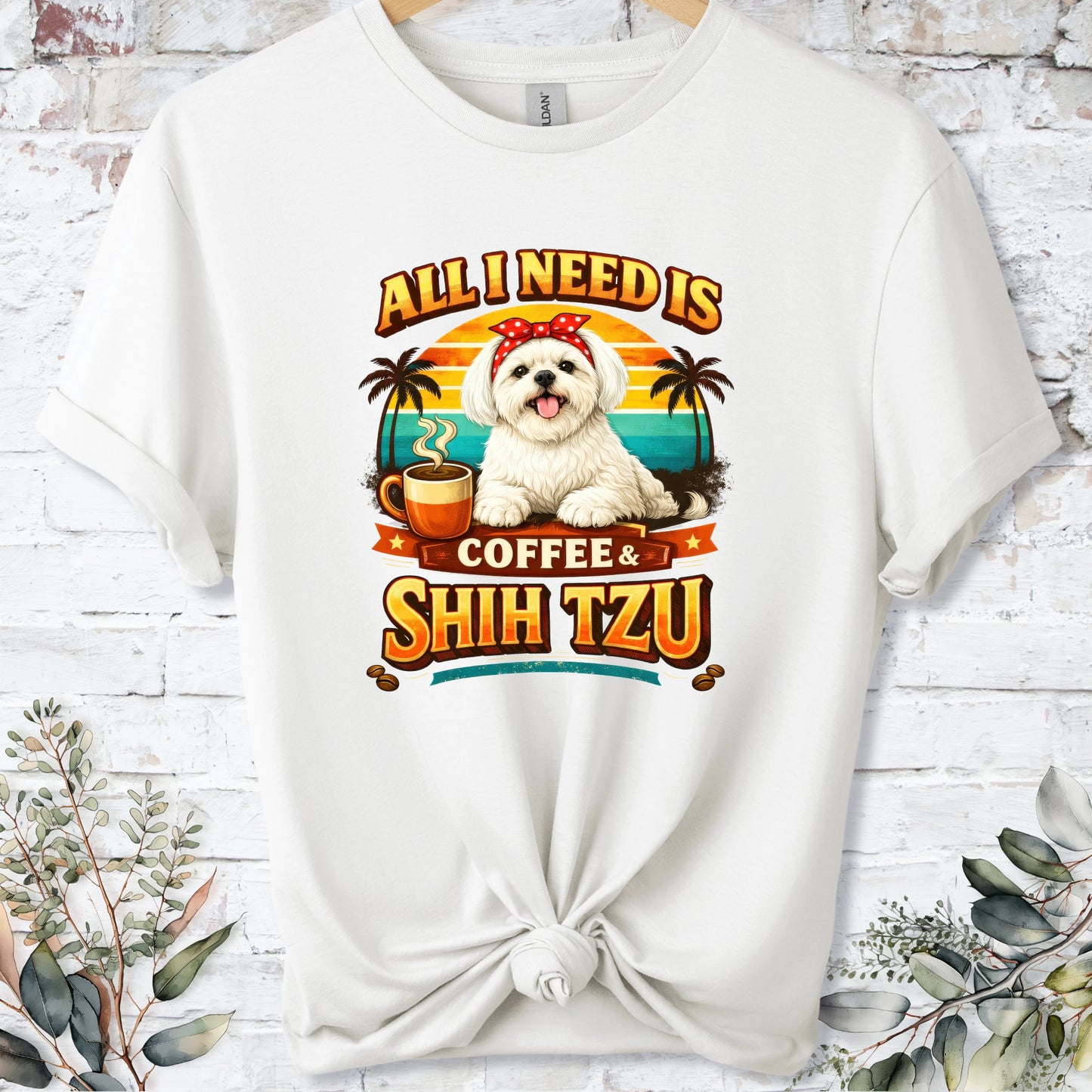 Coffee & Shih Tzu #1, unisex T shirt