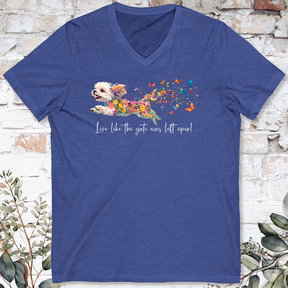 SHIH TZU Live like the gate was left open -Short Sleeve V-Neck Tee