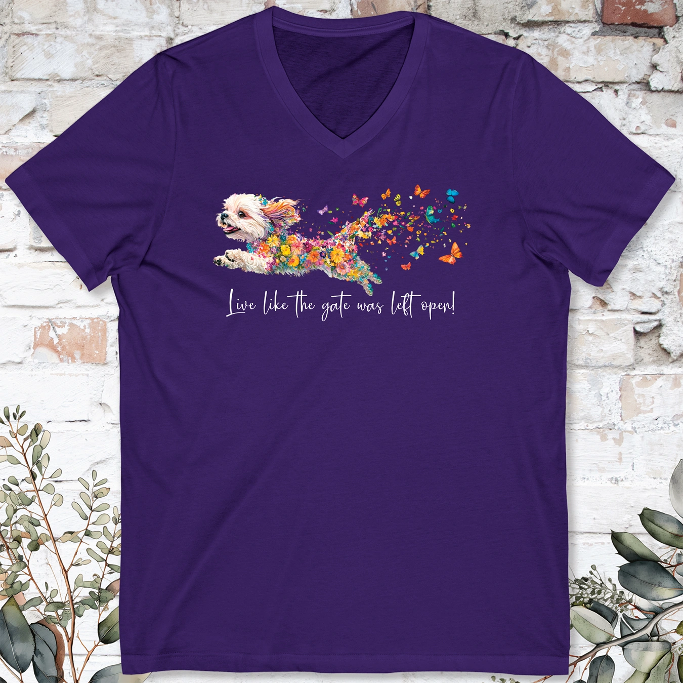 SHIH TZU Live like the gate was left open -Short Sleeve V-Neck Tee
