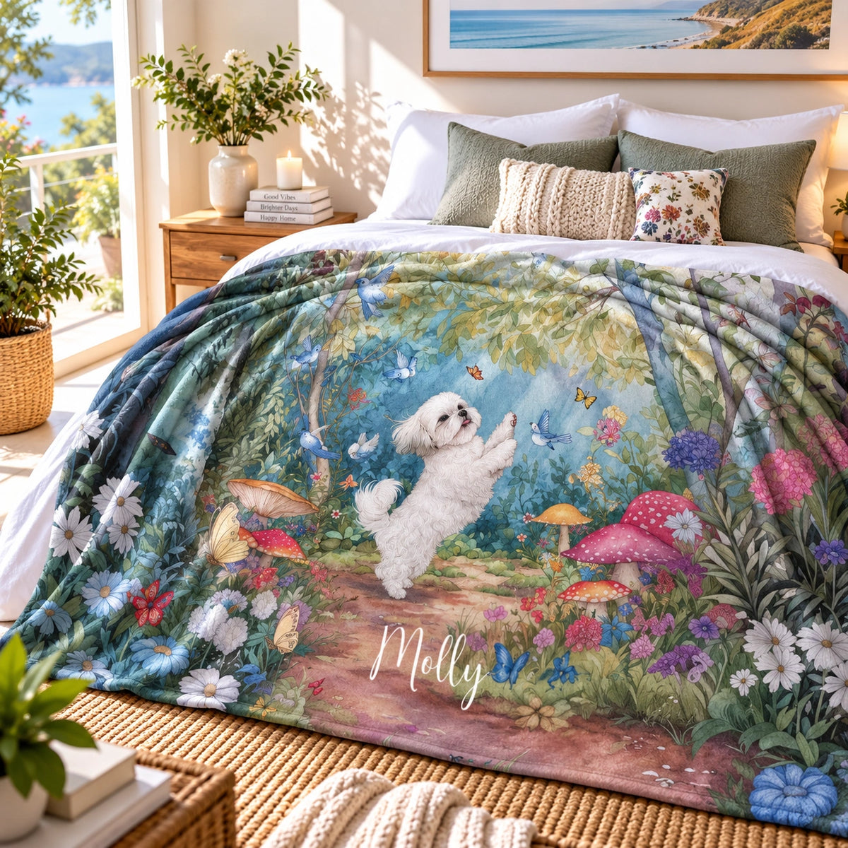 Shih Tzu #2 Dancing Mystical Forest Personalised Blanket
