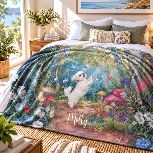 Shih Tzu #2 Dancing Mystical Forest Personalised Blanket