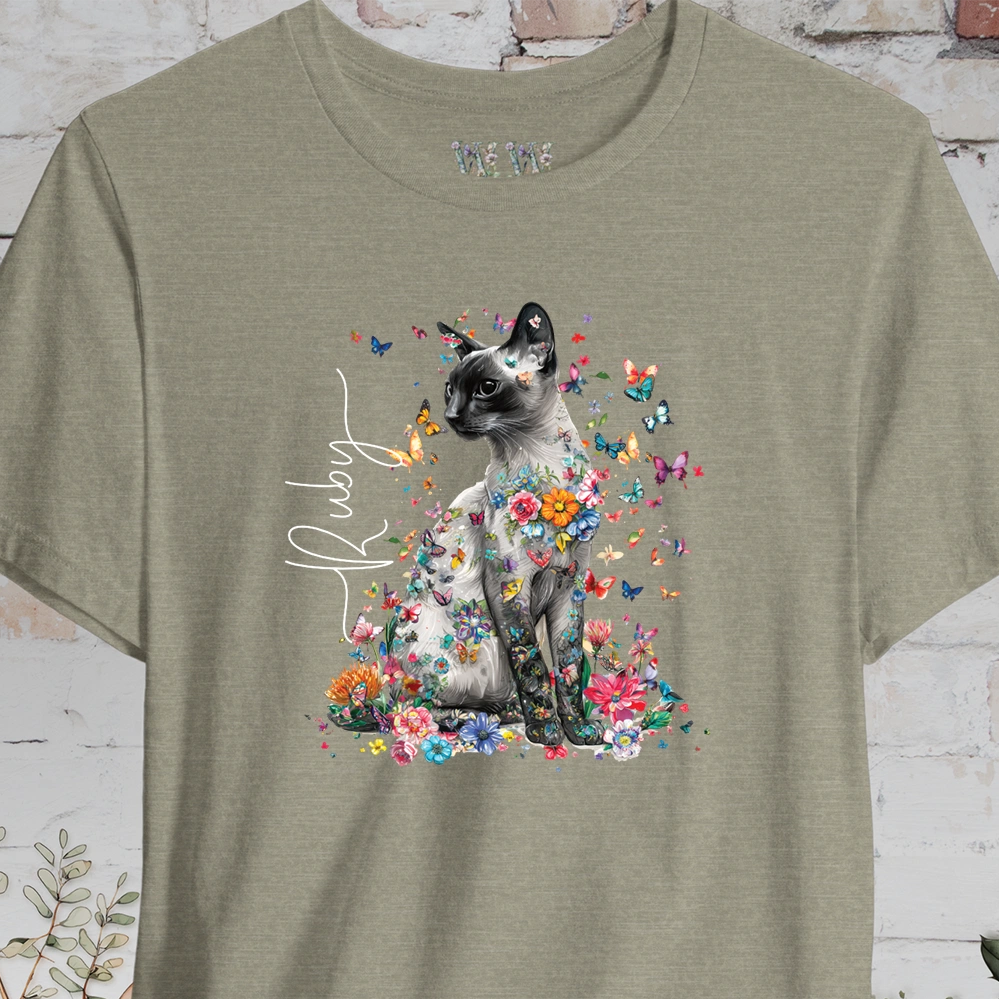 Siamese Cat #2 Floral Personalized T shirt
