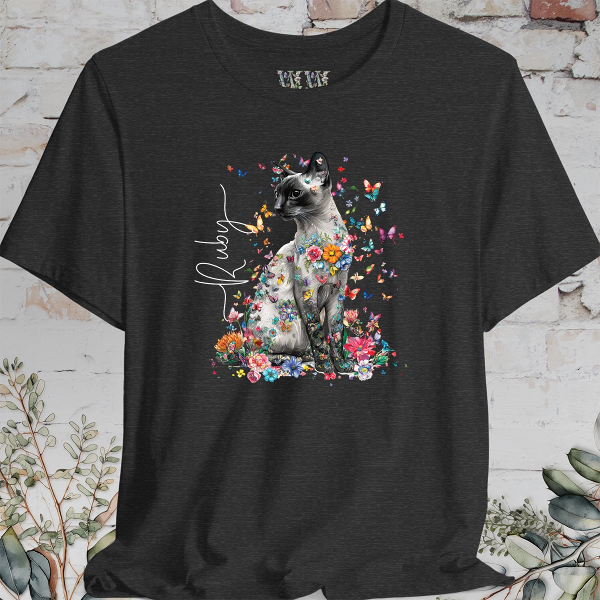 Siamese Cat #2 Floral Personalized T shirt