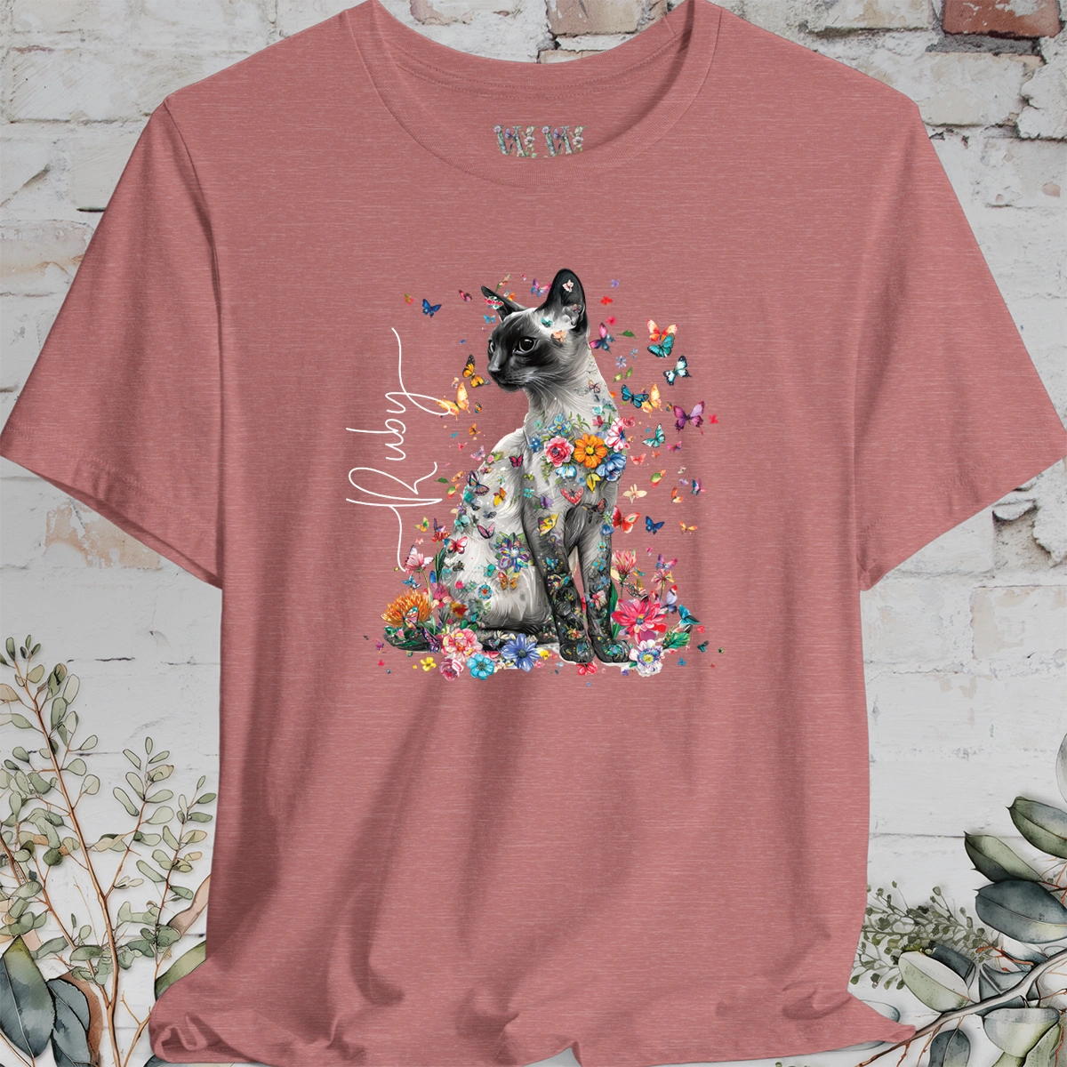 Siamese Cat #2 Floral Personalized T shirt