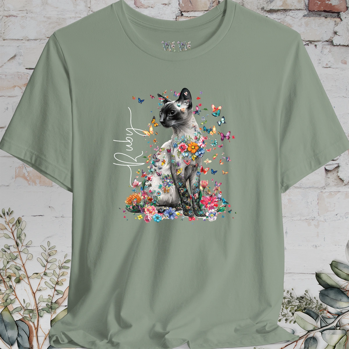 Siamese Cat #2 Floral Personalized T shirt