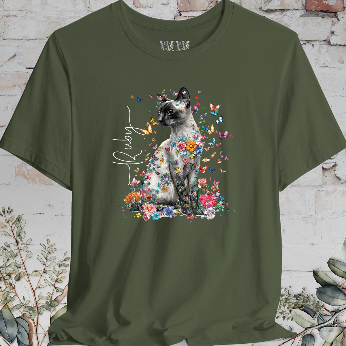 Siamese Cat #2 Floral Personalized T shirt