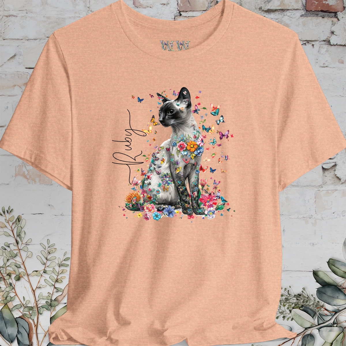 Siamese Cat #2 Floral Personalized T shirt