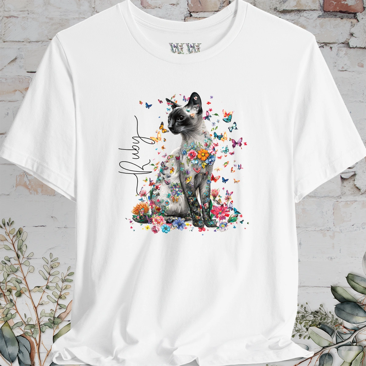 Siamese Cat #2 Floral Personalized T shirt