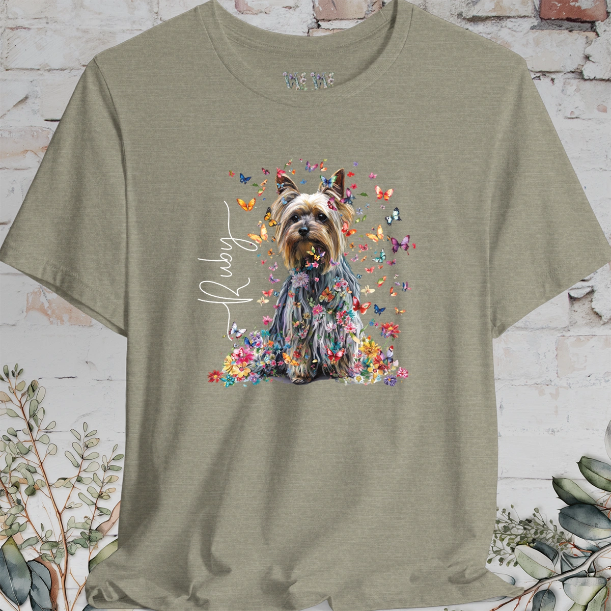 Silky Terrier #1 Floral Butterfly T shirt