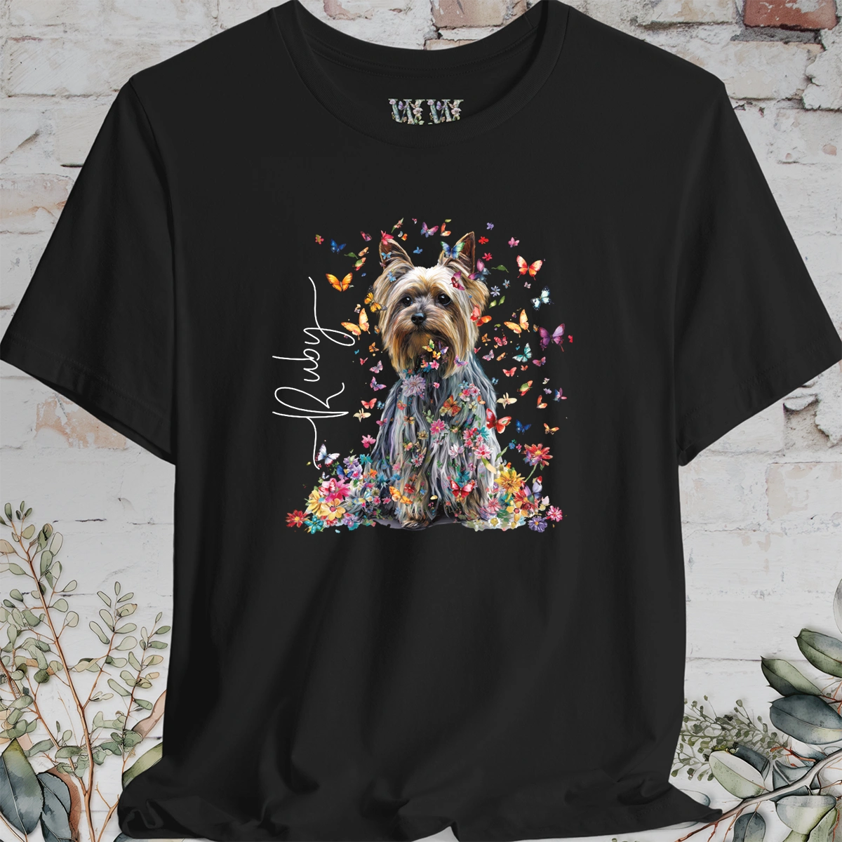 Silky Terrier #1 Floral Butterfly T shirt